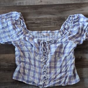 Plaid Puff Sleeve Top